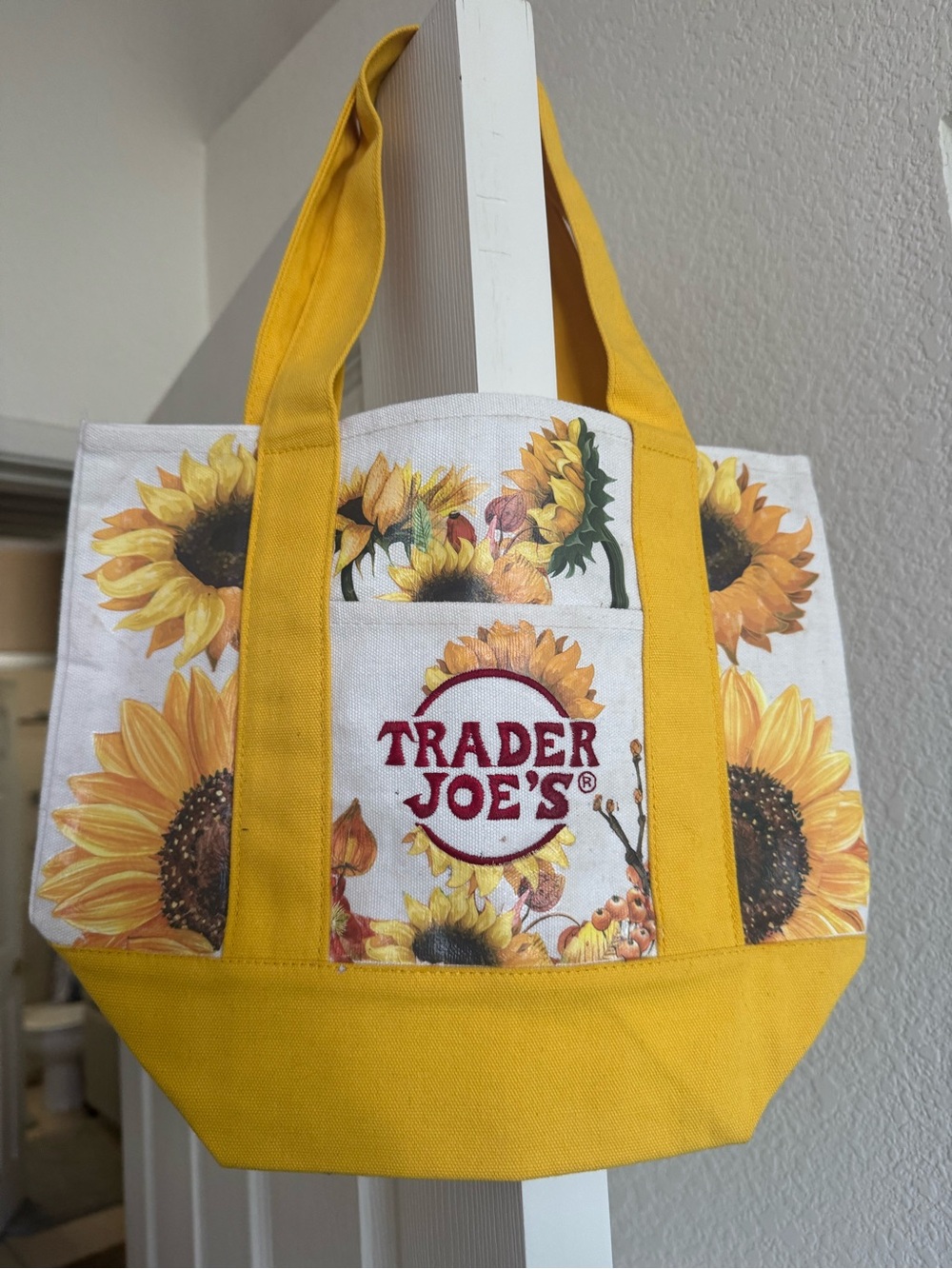 Trader Joe's Yellow Sunflower Canvas Tote Bag